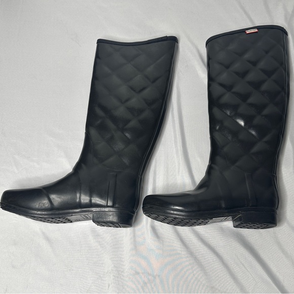 Hunter Quilted Rubber Tall Rain Boots Black Women’s Size 6 Waterproof - Picture 5 of 12